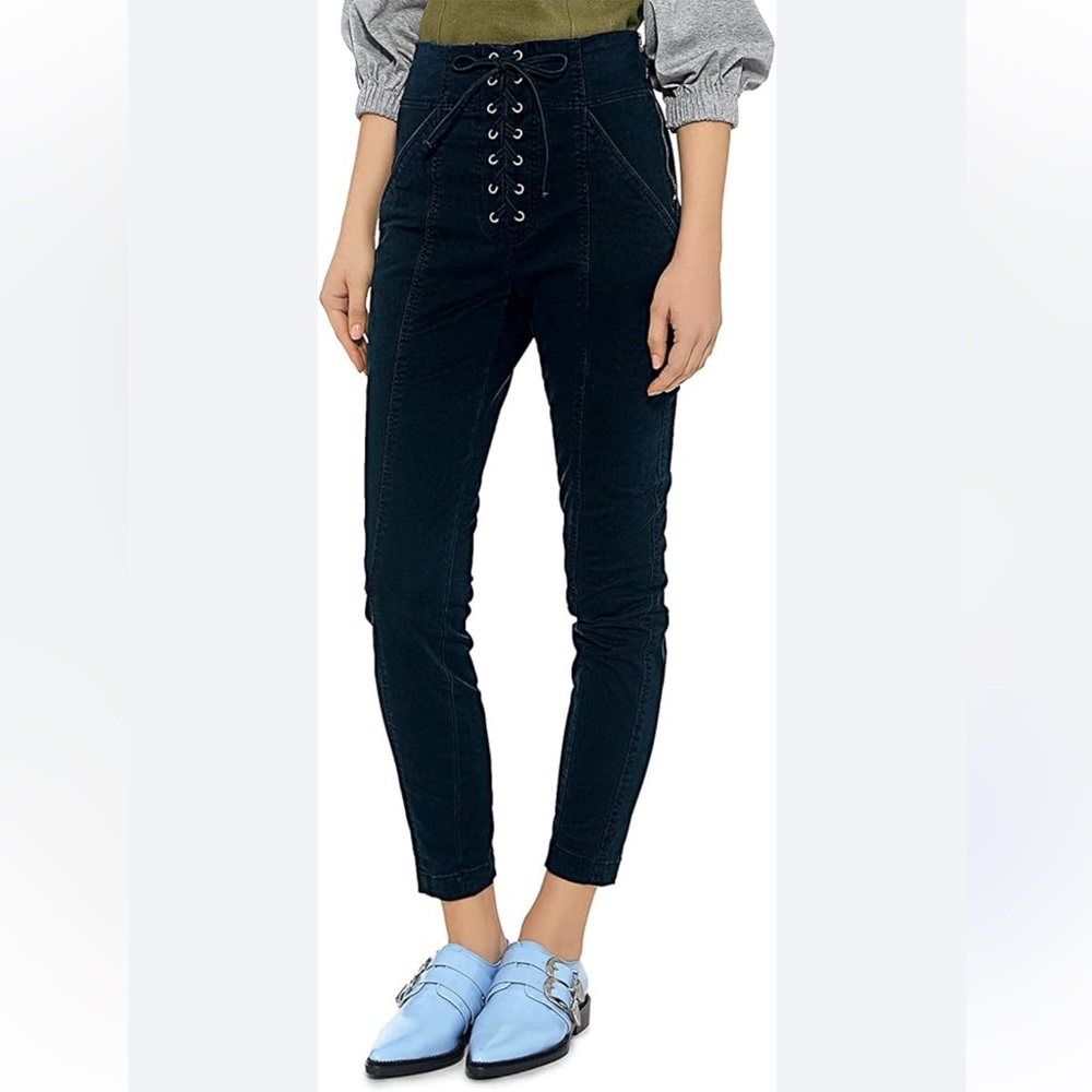 A.L.C. Kyle High Waisted Lace Up Ankle Pants Black 4